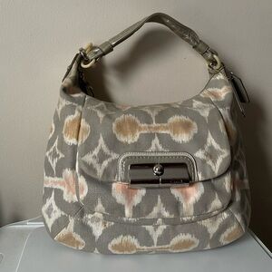 Coach Gray and Cream Shoulder Bag